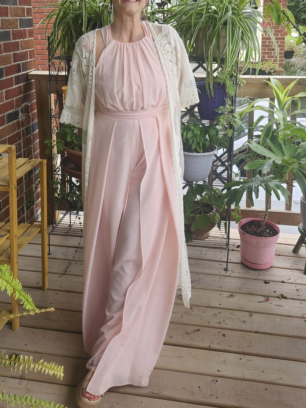 Vince Camuto Blush Pink Wide Leg Jumpsuit Size 4 Nordstrom Formal Wedding Sleeve
